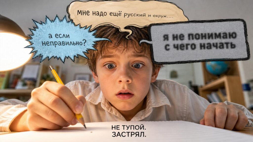 Ребёнок не тупой — он застревает. 3 причины ступора над домашкой и выход из каждого.